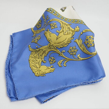 【ほぼ新品】エルメスLaPromenadeDeLongchamps「ロンシャンへの散歩」柄カレ90【レディーススカーフ】【中古】
