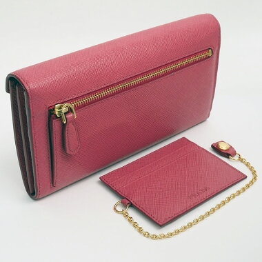 [ç¾ å] Prada Folded Letter Design Pass Case with Long Wallet Sapphiano Letter 1M1037 Women's wallet [pre-owned]