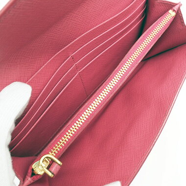 [ç¾ å] Prada Folded Letter Design Pass Case with Long Wallet Sapphiano Letter 1M1037 Women's wallet [pre-owned]