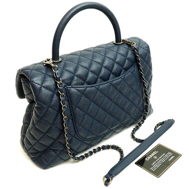 [ç¾ å] Chanel 2 Way Large Top Handle Flap Bag Silver Hardware Matrasse A 92992 Women's [Handbag] [Pre]