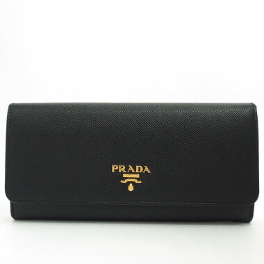 【ほぼ新品】プラダパスケース付き二つ折りロングウォレットゴールド金具サフィアーノ1MH132レディース【長財布】【中古】