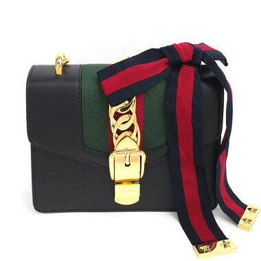 【ほぼ新品】グッチシルヴィゴールドメタルバックルクロージャー&スターグログランウェブボウ付きミニチェーンハンドバッグウェブライン431666493075レディース【ショルダーバッグ】【中古】