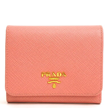 【ほぼ新品】プラダ三つ折り財布ゴールド金具サフィアーノ1MH176【二つ折り財布】【中古】