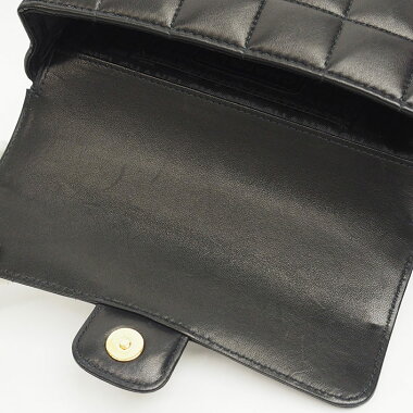 【美品】シャネルチェーンショルダーポシェットカメリア付きゴールド金具チョコバーA16780【ショルダーバッグ】【中古】