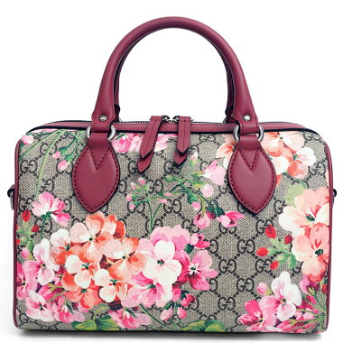 【ほぼ新品】グッチ2WAYショルダー付きシルバー金具GGブルームス409529・520981【ボストンバッグ】【中古】