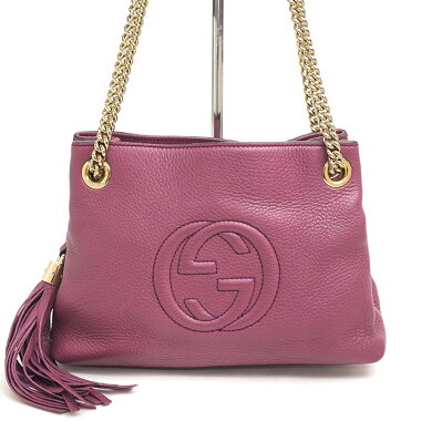 【美品】グッチゴールドチェーンショルダータッセルチャーム付きソーホー387043・498879【ショルダーバッグ】【中古】