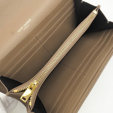 [Almost new] Yves Saint Laurent two-fold long wallet gold metal fittings 414567BJ50J2346 [long wallet] [used]