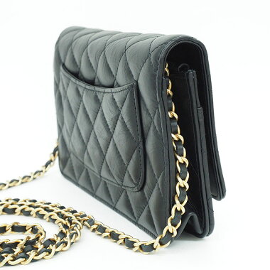 [Almost New] Chanel Turn Lock Chain Wallet wrinkle processing mat mattress Matrasse [wallet] [pre]