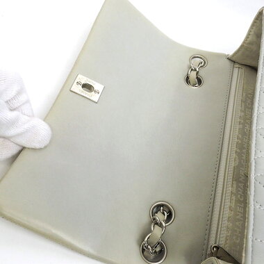 [ç¾ å] Chanel Flower Stitch W Chain Single Flap Silver Hardware Chocolate Bar A 30051 [Shoulder Bag] [Pre]