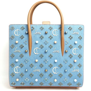 [Almost new] Christian Louboutin Paloma Medium Blue x Pearl Mix 2WAY Shoulder [Handbag] [Used]