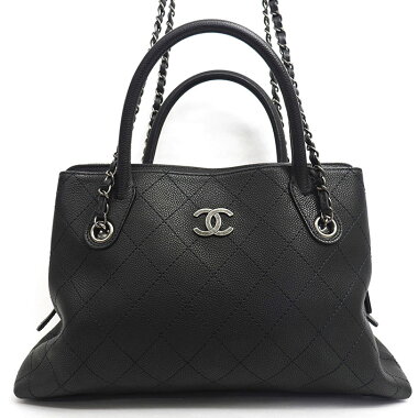 [Beautiful goods] Chanel 2 WAY chain shoulder tote bag antique silver clasp coco mark [handbag] [pre-owned]