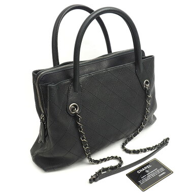 [Beautiful goods] Chanel 2 WAY chain shoulder tote bag antique silver clasp coco mark [handbag] [pre-owned]