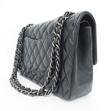 【ほぼ新品】25WチェーンWフラップアンティークシルバー金具マトラッセA01112【ショルダーバッグ】【中古】