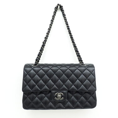 【ほぼ新品】25WチェーンWフラップアンティークシルバー金具マトラッセA01112【ショルダーバッグ】【中古】