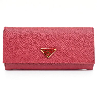 [Almost new] two-fold long wallet gold metal fittings with pass case Saffiano 1MH132 [long wallet] [used]