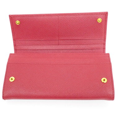 【ほぼ新品】パスケース付き二つ折りロングウォレットゴールド金具サフィアーノ1MH132【長財布】【中古】