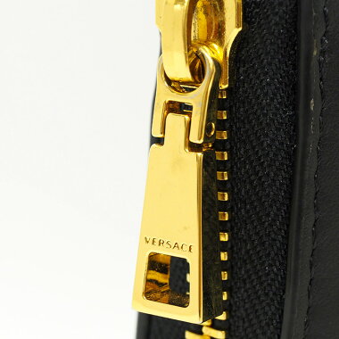 【美品】ヴェルサーチジップアラウンドロングウォレットゴールドスタッズメデューサ【長財布】【中古】