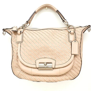 [Good Condition] Coach Christine Woven Leather Round Satchel 2WAY Shoulder 19312 [Handbag] [Used]
