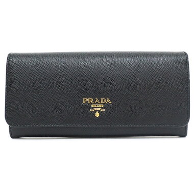 [Pre-owned] [Almost new] Prada two-folded long wallet gold hardware Safiano 1MH132 [Long wallet] [pre-owned]