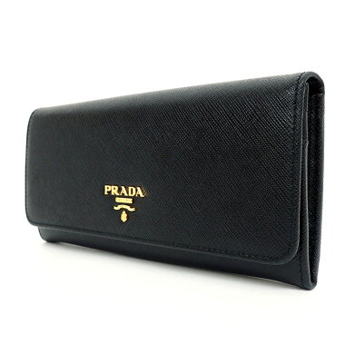 [Pre-owned] [Almost new] Prada two-folded long wallet gold hardware Safiano 1MH132 [Long wallet] [pre-owned]