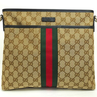 【中古】【ほぼ新品】グッチGG柄ウェブライン斜め掛けクロスボディシェリーライン388926525040【ショルダーバッグ】