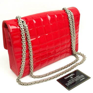[Pre] [Beautiful] Chanel W chain mat silver metal fittings chocolate bar [shoulder bag]