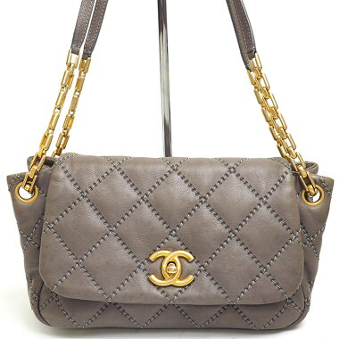 [Preowned] [Goods] Chanel CC Wild Stitch Matrasse Retro Chain Antique Gold Brackets Coco Mark [Shoulder Bag]