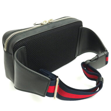 【中古】【美品】グッチGG柄ベルトバッグGGスプリーム×ウェブ474293・200047【ボディバッグ・ウエストポーチ】