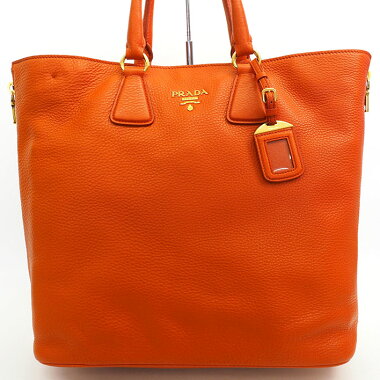 [Used] [Good Condition] Prada 2WAY shoulder bag gold metal fittings Vitello Dino BN2419 [Tote Bag]