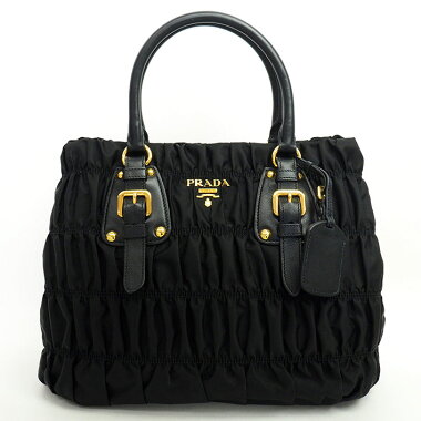[Pre-owned] [Almost new] Prada 2WAY gather shoulder bag gold fittings Tesutogofuru 1BG805 [Handbag]