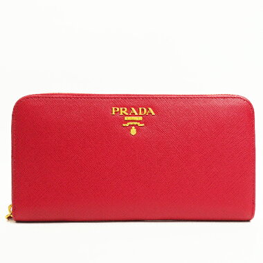 【中古】【ほぼ新品】プラダラウンドファスナーロングウォレットゴールド金具サフィアーノメタル1ML506【長財布】