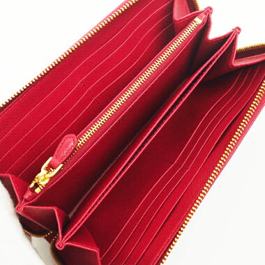 [Pre-owned] [almost new] Prada round fastener long wallet gold clasp Safiano metal 1ML506 [long wallet]