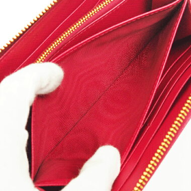 [Pre-owned] [almost new] Prada round fastener long wallet gold clasp Safiano metal 1ML506 [long wallet]