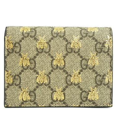 【中古】【未使用品・新古品】グッチビーハチ蜂GG柄カードケースコインケース付き2018年クルーズコレクションGGスプリーム508757・493075【二つ折り財布】