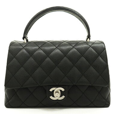 【中古】【美品】シャネルCCケリー型ミニマトラッセステッチシルバー金具ココマーク【ハンドバッグ】