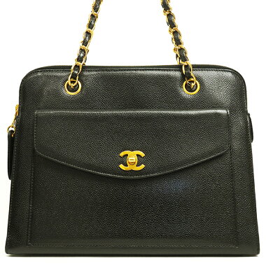 【中古】【美品】シャネルCCフラップポケットチェーントートショルダーバッグゴールド金具ヴィンテージココマークA08904【トートバッグ】