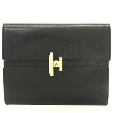 [Used] [Good Condition] Hermes Second Bag Gold Metallic Cinetic [Clutch Bag]