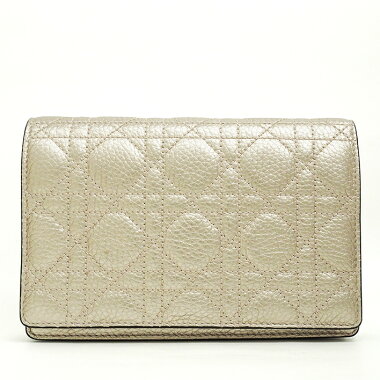 [Pre-owned] [Almost new] Christian Dior full flap metallic chain wallet pochette gold hardware Lady Dior S0105OVMVM04J [Shoulder bag]