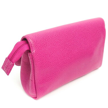 [Pre-owned] [Goods] CC logo coco mark A07007 [Corning cosmetic pouch] with Chanel cosmetics pouch mirror