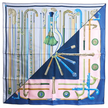 【中古】【ほぼ新品】エルメス「ステッキ・ステッキ」2017年秋冬コレクションカレ90レディーススカーフ【小物・雑貨】