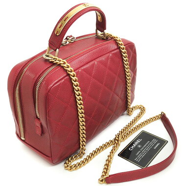 【中古】【美品】シャネル2WAYトップハンドルボーリングバッグチェーンショルダークロスボディアンティークゴールド金具ココマークA91907【ハンドバッグ】