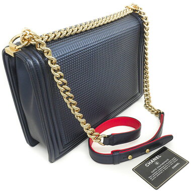 [Used] [Good Condition] Chanel Chain Shoulder Lattice Pattern Waffle Pattern Bicolor Gold Hardware Boy Chanel [Shoulder Bag]