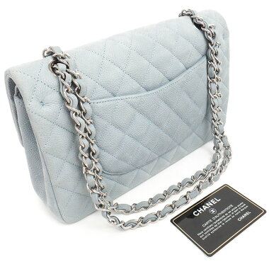 【中古】【ほぼ新品】シャネル25WチェーンWフラップシルバー金具マトラッセA01112【ショルダーバッグ】