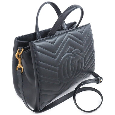 [Pre-owned] [Almost new] Gucci quilted stitch 2WAY shoulder bag antique gold hardware GG Marmont 448054000926 [handbag]