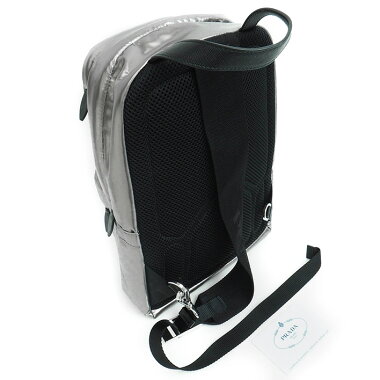 [Used] [Good Condition] Prada Triangle Logo Laminate One Shoulder Body Bag Teste Metal 1BZ026 [Backpack Rucksack]