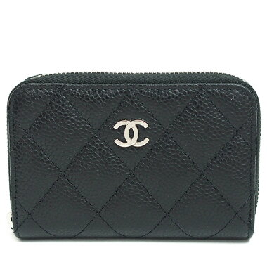 【中古】【ほぼ新品】シャネルCCロゴマトラッセラインラウンドファスナー小銭入れシルバー金具ココマークA69271【コインケース】