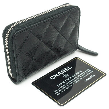 【中古】【ほぼ新品】シャネルCCロゴマトラッセラインラウンドファスナー小銭入れシルバー金具ココマークA69271【コインケース】