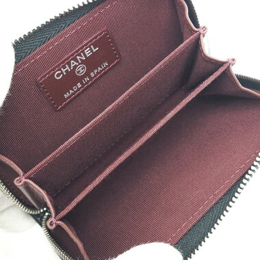 【中古】【ほぼ新品】シャネルCCロゴマトラッセラインラウンドファスナー小銭入れシルバー金具ココマークA69271【コインケース】