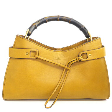 [Used] [Beautiful] Gucci One Shoulder Logo Embossed Mat Gold Metal Bamboo 109136/002214 [Handbag]
