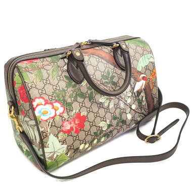 [Used] [Good Condition] Gucci GG Pattern Flower Pattern Flower Bird Print Handbag 2WAY Shoulder Bag GG Supreme x Tian 409527/520981 [Boston Bag]